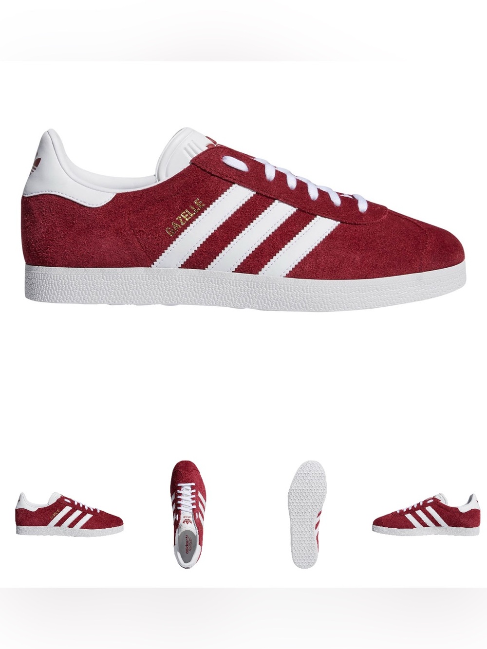 adidas Men’s Gazelle Suede Sneakers - Burgundy/White